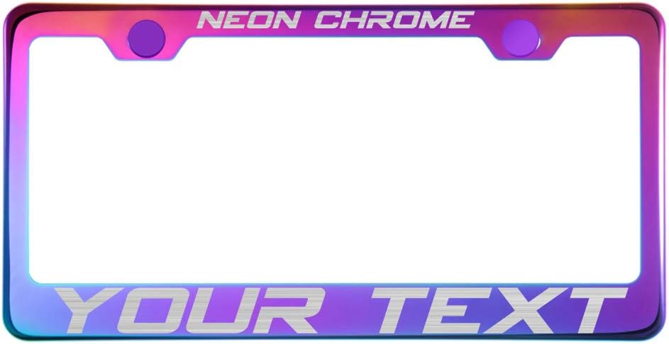 Laser Engraving Customized Electroplating Gun Metal Stainless Steel License Plate Frame w/Screw Caps & Hardwares (Upgraded/No Peeling)