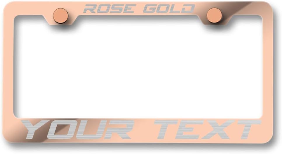 Laser Engraving Customized Electroplating Gun Metal Stainless Steel License Plate Frame w/Screw Caps & Hardwares (Upgraded/No Peeling)