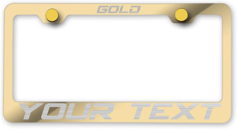 Laser Engraving Customized Electroplating Gun Metal Stainless Steel License Plate Frame w/Screw Caps & Hardwares (Upgraded/No Peeling)