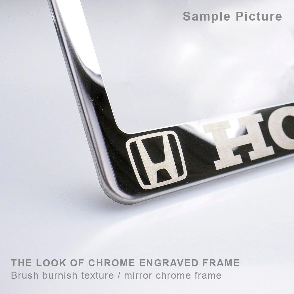 Laser Engraving Customized Electroplating Gun Metal Stainless Steel License Plate Frame w/Screw Caps & Hardwares (Upgraded/No Peeling)