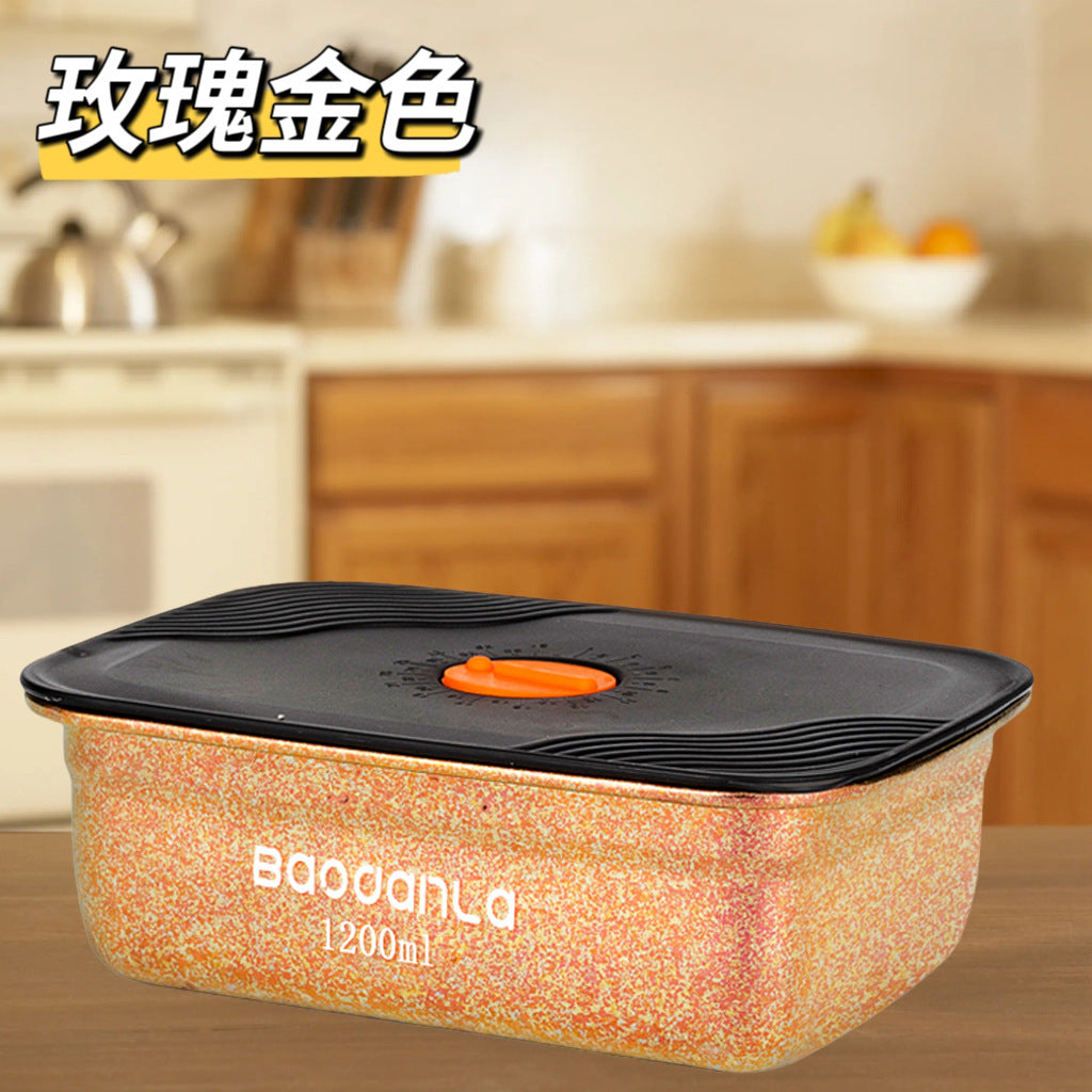 新款纯钛保鲜盒微波炉加热专用带饭盒食品级冰箱密封收纳盒商用