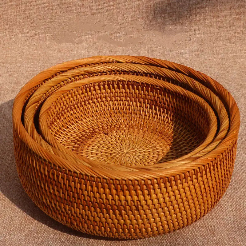 Handwoven Basket Fruit Tray Living Room Decorative Storage Box Handmade Wier Basket Tropical Fruit Serving Di