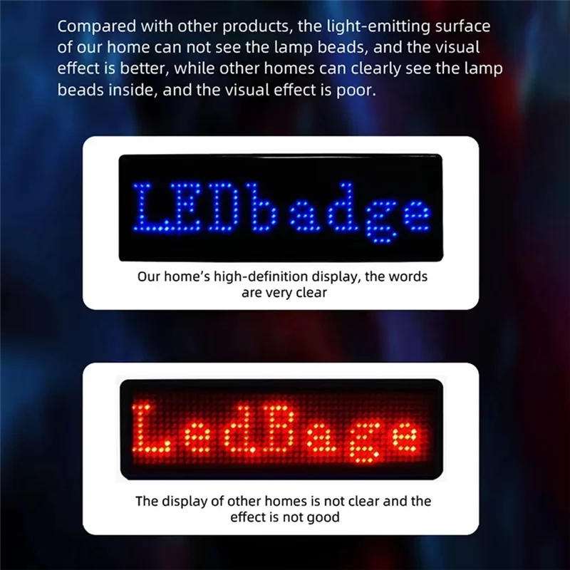 Elegante-multilíngue led digital crachá usb recarregável diy texto programável nome crachá rolagem tag sinal módulo exibição