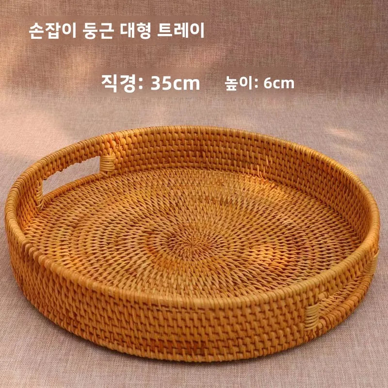 Handwoven Basket Fruit Tray Living Room Decorative Storage Box Handmade Wier Basket Tropical Fruit Serving Di