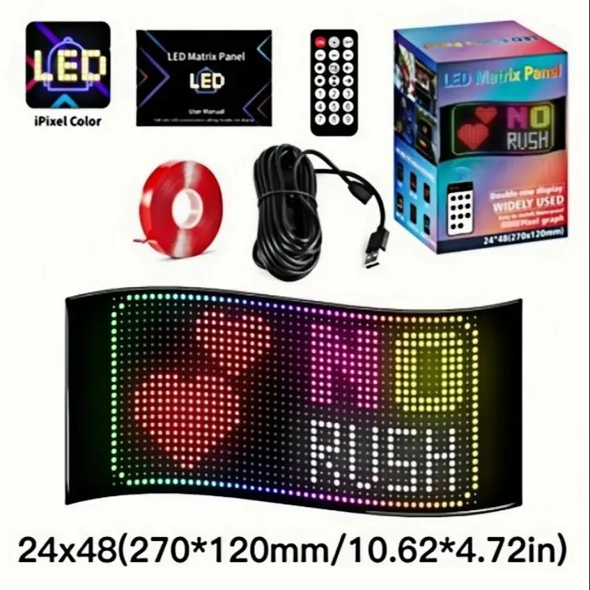 24*48 com a tela de controle de aplicativo LED tela flexível fileira dupla padrão de texto combinação gratuita publicidade de carro