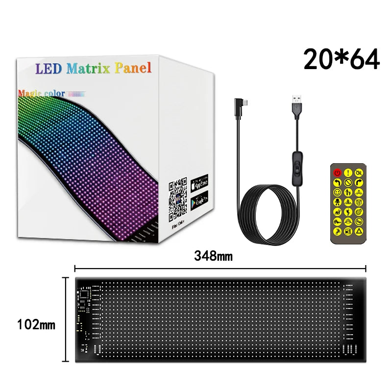 Flexible LED Matrix Pixel Panel Car Eyes and Truck Eyes Flexible USB 5V Led Display Screen Text Animation Bluetooth App Control