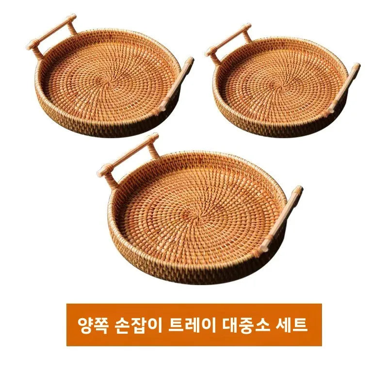 Handwoven Basket Fruit Tray Living Room Decorative Storage Box Handmade Wier Basket Tropical Fruit Serving Di