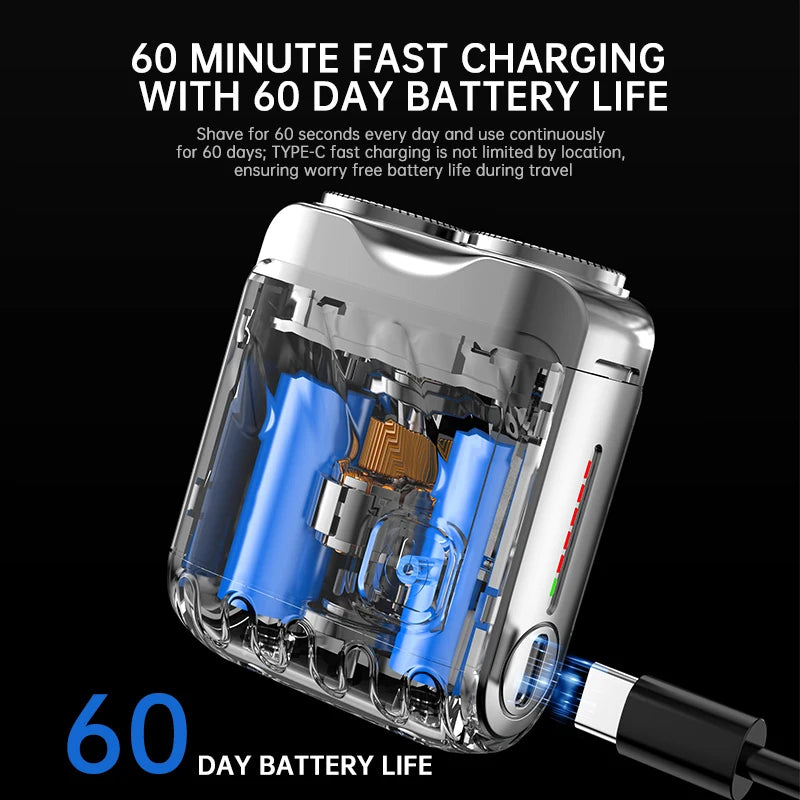 9000RPM High Speed Premium Portable Shaver Magnetic Blades 60Days Battery Life Type C Fast Charge IPX7 Waterproof Travel Razor