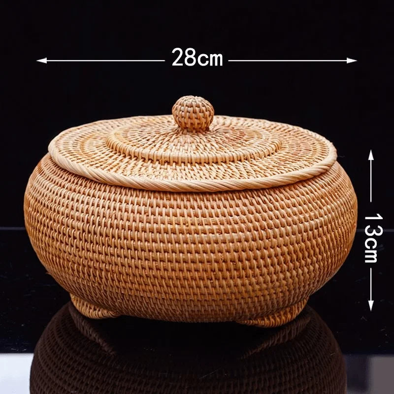 Handwoven Basket Fruit Tray Living Room Decorative Storage Box Handmade Wier Basket Tropical Fruit Serving Di