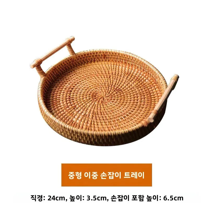Handwoven Basket Fruit Tray Living Room Decorative Storage Box Handmade Wier Basket Tropical Fruit Serving Di