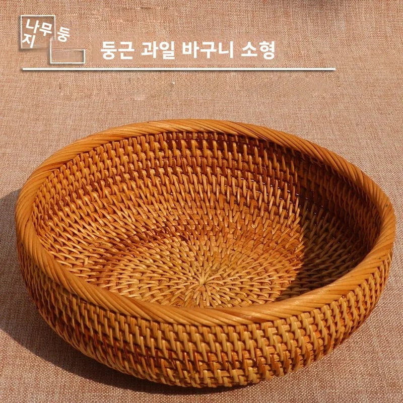 Handwoven Basket Fruit Tray Living Room Decorative Storage Box Handmade Wier Basket Tropical Fruit Serving Di