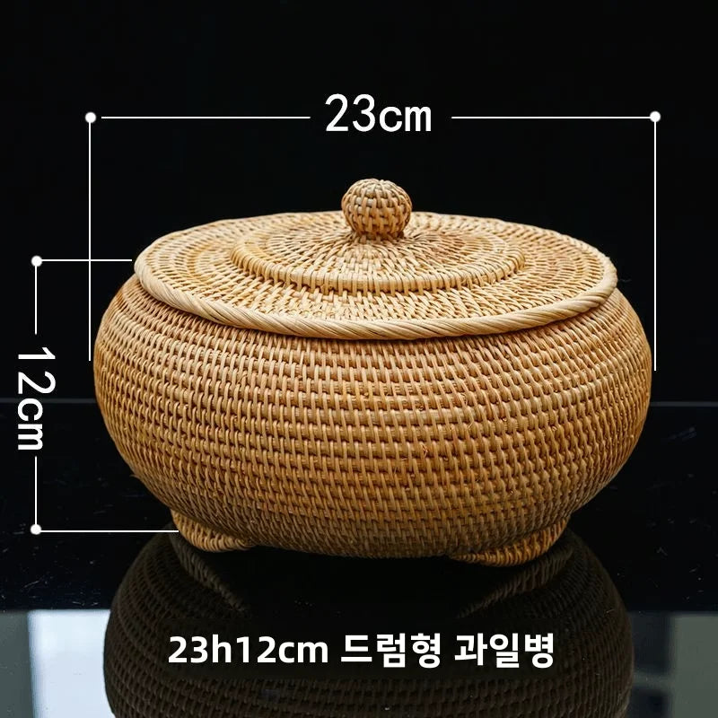 Handwoven Basket Fruit Tray Living Room Decorative Storage Box Handmade Wier Basket Tropical Fruit Serving Di
