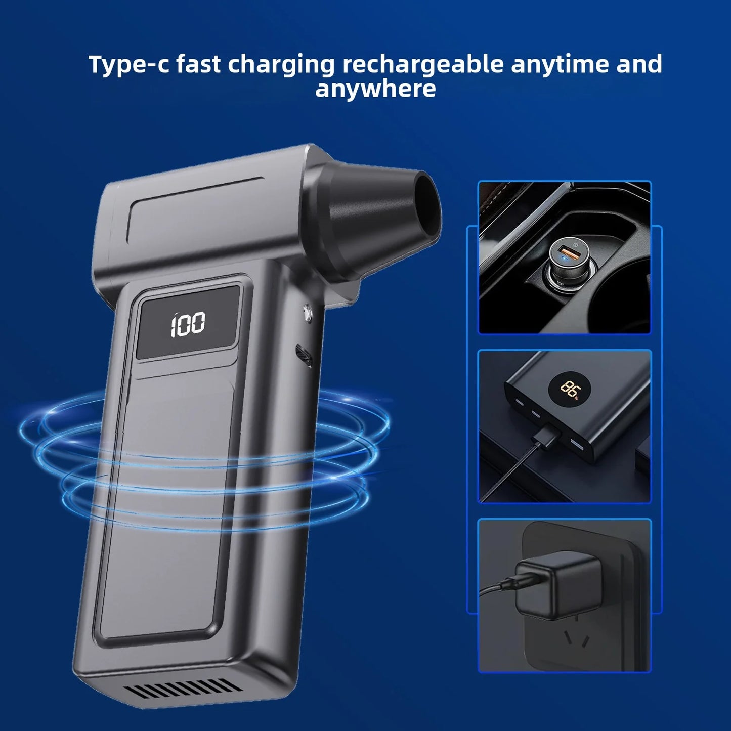 The 2025 new brushless hand-held fan can be used for dust removal, snow blowing, ash blowing, barbecuing and charcoal making, as
