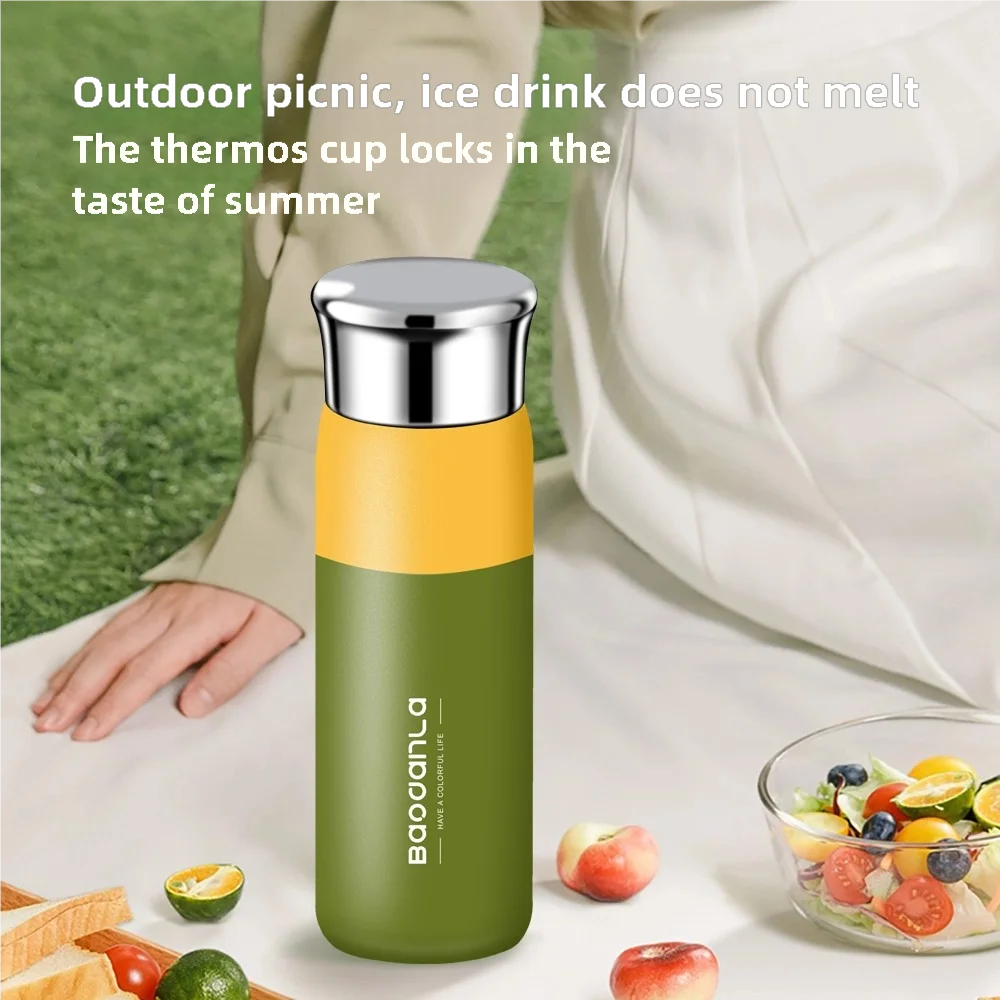 High-value two-color thermos cup female portable 316 stainless steel water cup ins style men's water cup