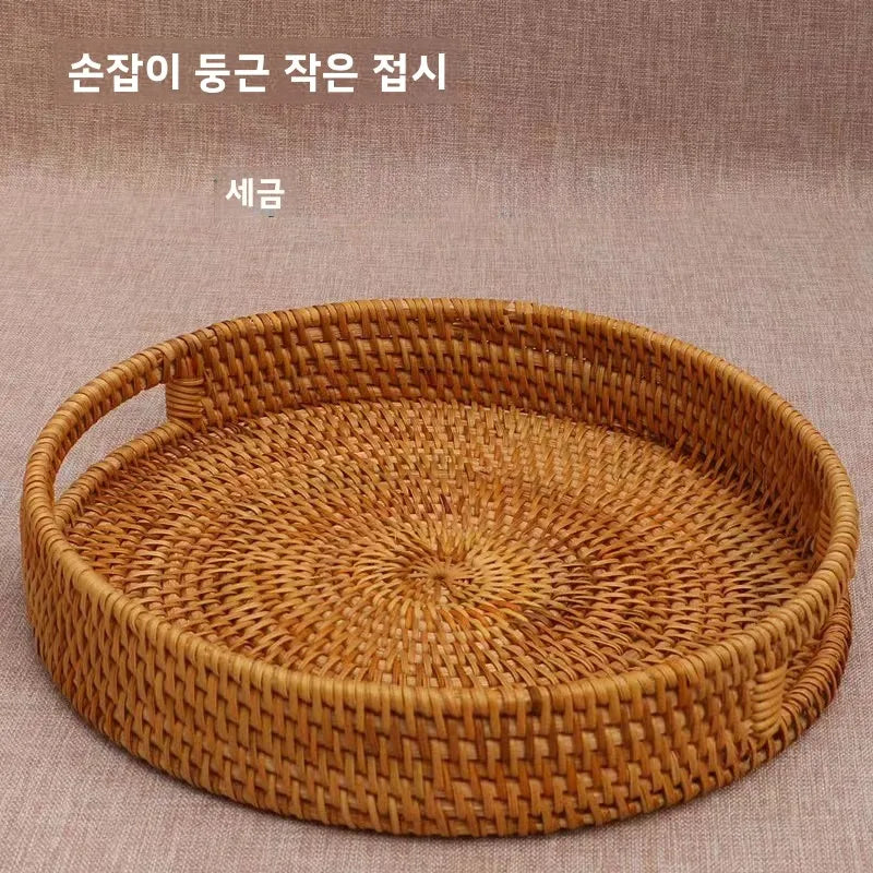 Handwoven Basket Fruit Tray Living Room Decorative Storage Box Handmade Wier Basket Tropical Fruit Serving Di