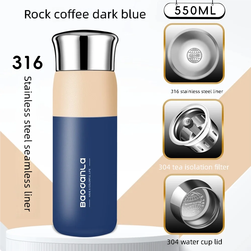 High-value two-color thermos cup female portable 316 stainless steel water cup ins style men's water cup