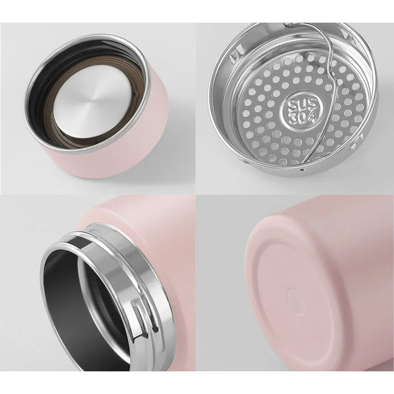 300ml Stainless Steel Thermos Flask Leak-Proof Vacuum Insulated Bottle Portable Thermal Water Bottle Coffee Tea Cup for Office