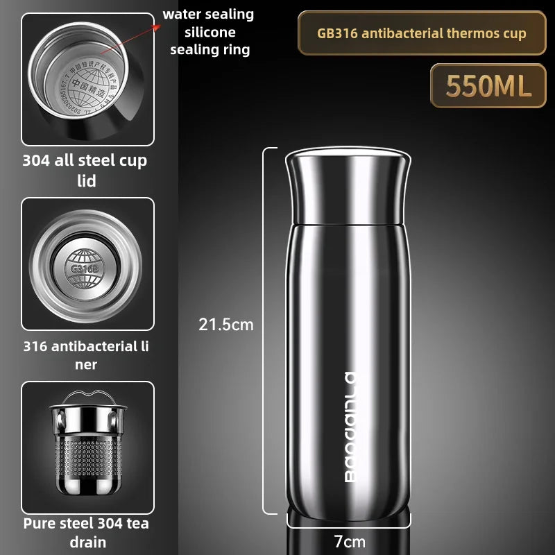 550/850ml 316 stainless steel high-end men's water cup car flask vacuum stainless steel thermos Water bottle