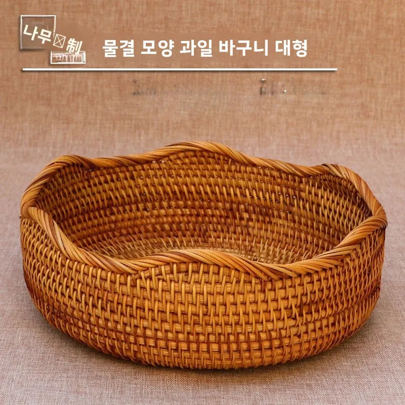 Handwoven Basket Fruit Tray Living Room Decorative Storage Box Handmade Wier Basket Tropical Fruit Serving Di