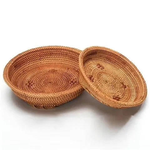 Handwoven Basket Fruit Tray Living Room Decorative Storage Box Handmade Wier Basket Tropical Fruit Serving Di