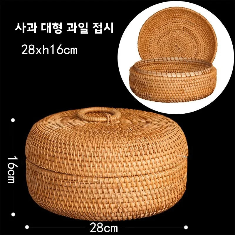 Handwoven Basket Fruit Tray Living Room Decorative Storage Box Handmade Wier Basket Tropical Fruit Serving Di