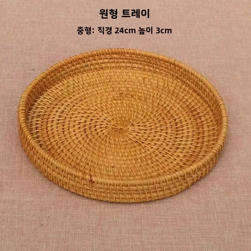 Handwoven Basket Fruit Tray Living Room Decorative Storage Box Handmade Wier Basket Tropical Fruit Serving Di