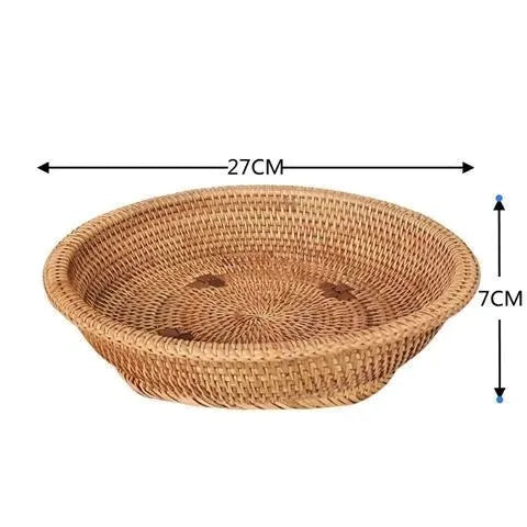 Handwoven Basket Fruit Tray Living Room Decorative Storage Box Handmade Wier Basket Tropical Fruit Serving Di
