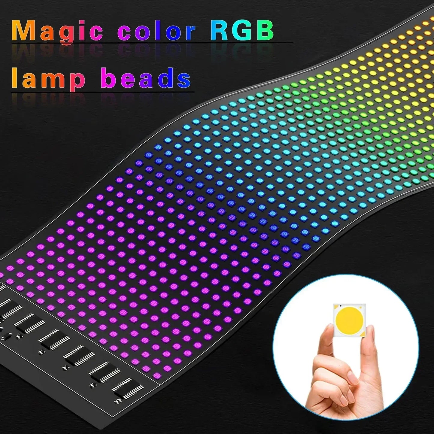 Painel de matriz de led programável flexível, display de rolagem usb com controle remoto por aplicativo, placa de luz de pixel diy para loja de carros