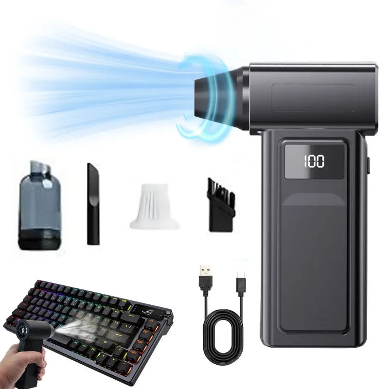 The 2025 new brushless hand-held fan can be used for dust removal, snow blowing, ash blowing, barbecuing and charcoal making, as