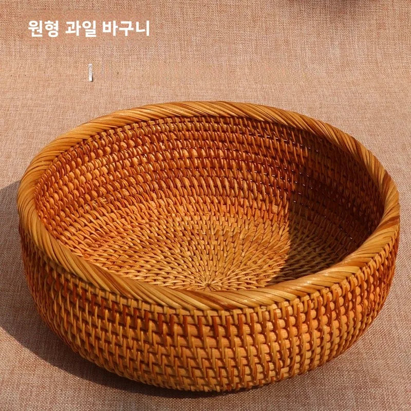 Handwoven Basket Fruit Tray Living Room Decorative Storage Box Handmade Wier Basket Tropical Fruit Serving Di