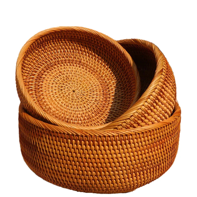 Handwoven Basket Fruit Tray Living Room Decorative Storage Box Handmade Wier Basket Tropical Fruit Serving Di