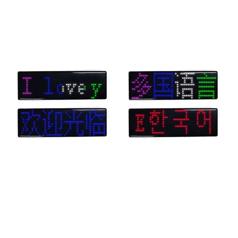 Elegante-multilíngue led digital crachá usb recarregável diy texto programável nome crachá rolagem tag sinal módulo exibição