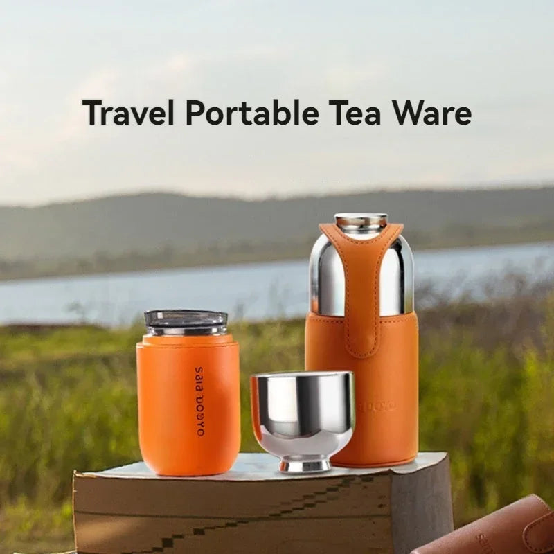 200ml Collapsible Travel Tea Maker with Magnetic Closure and Separate Infusion Chamber Titanium Camping Tea Pot