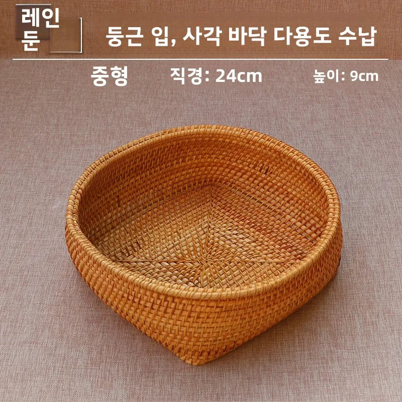 Handwoven Basket Fruit Tray Living Room Decorative Storage Box Handmade Wier Basket Tropical Fruit Serving Di