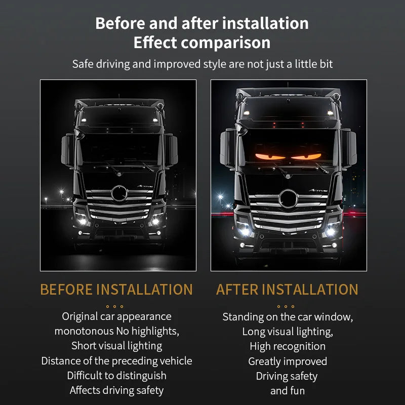 Truck Car Devil Eye LED Pixel Panel Light Remote Control Soft Foldable Lighting Scrolling For Board Windshield 12V 24V