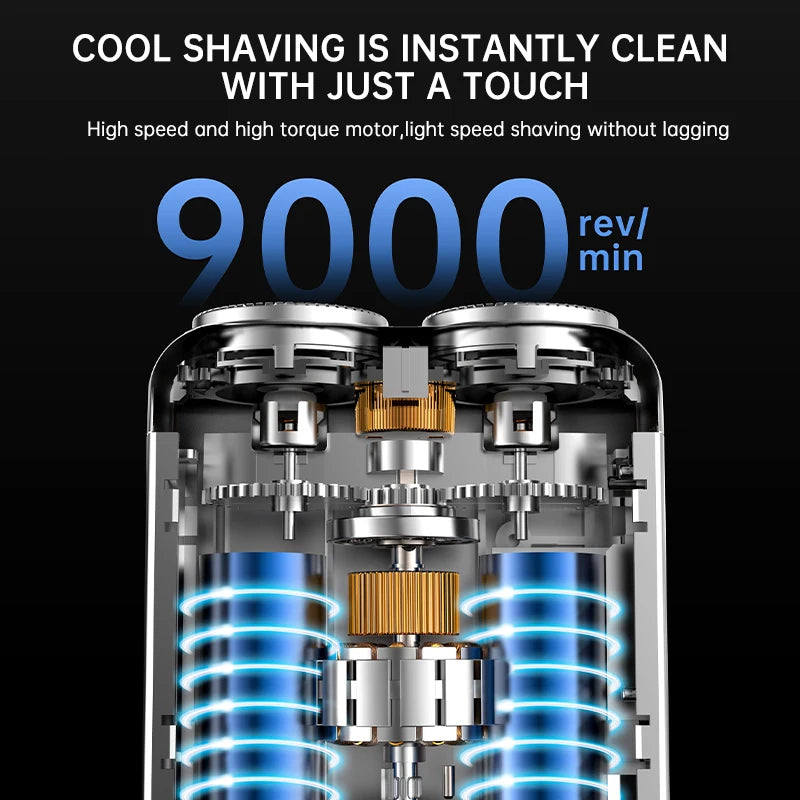 9000RPM High Speed Premium Portable Shaver Magnetic Blades 60Days Battery Life Type C Fast Charge IPX7 Waterproof Travel Razor
