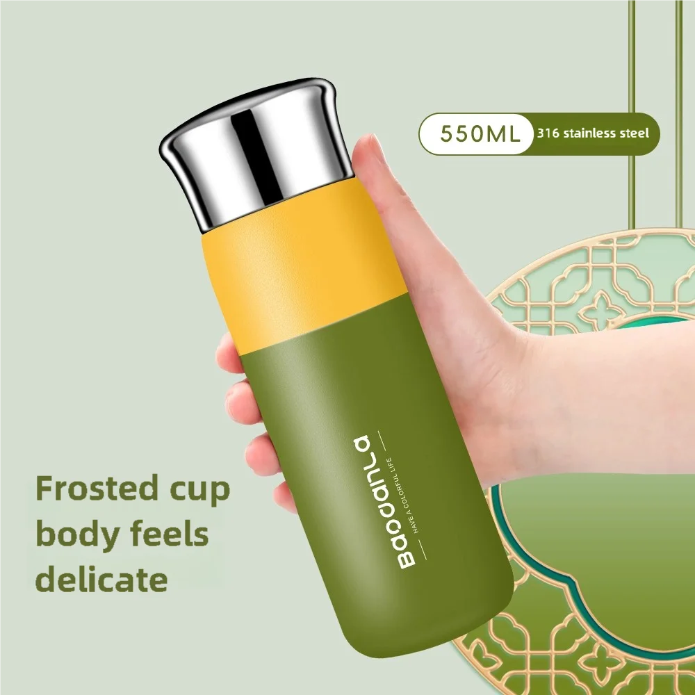 High-value two-color thermos cup female portable 316 stainless steel water cup ins style men's water cup