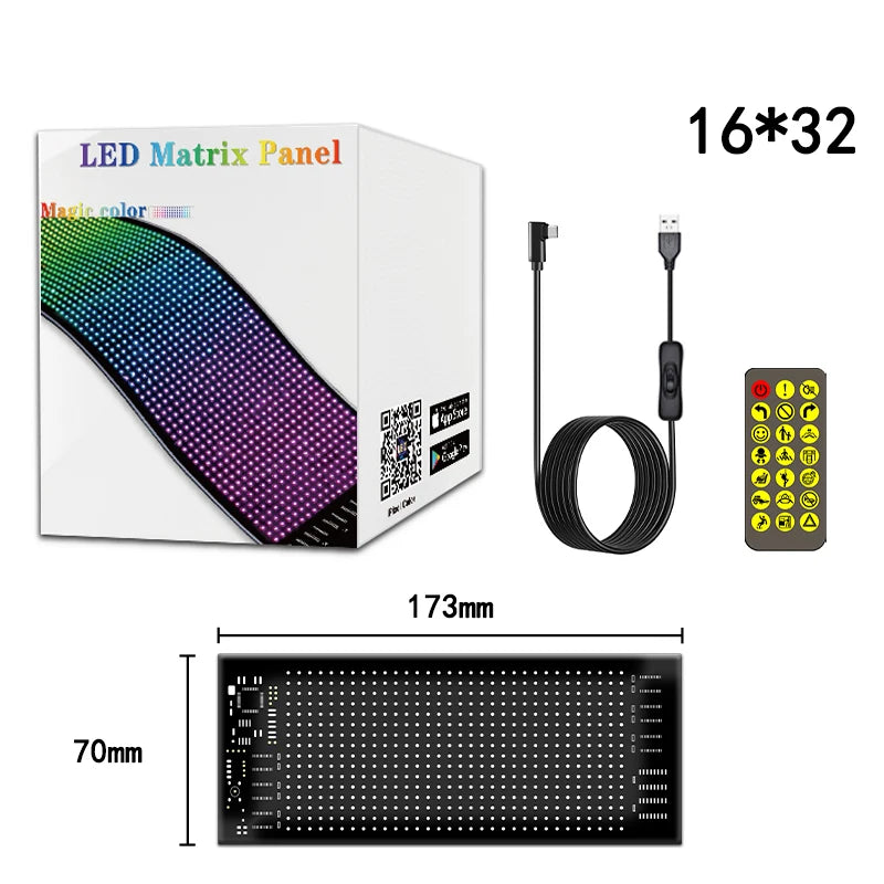 Flexible LED Matrix Pixel Panel Car Eyes and Truck Eyes Flexible USB 5V Led Display Screen Text Animation Bluetooth App Control