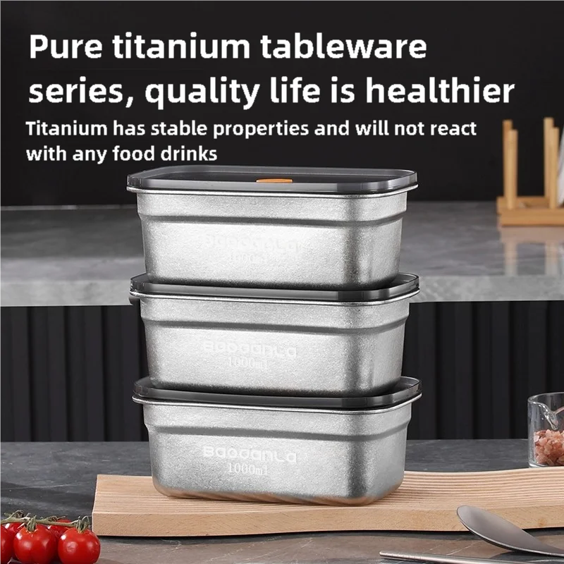 Pure titanium household fresh-keeping box outdoor picnic sealed box lunch box with lid fruit lunch box refrigerator antibacteria