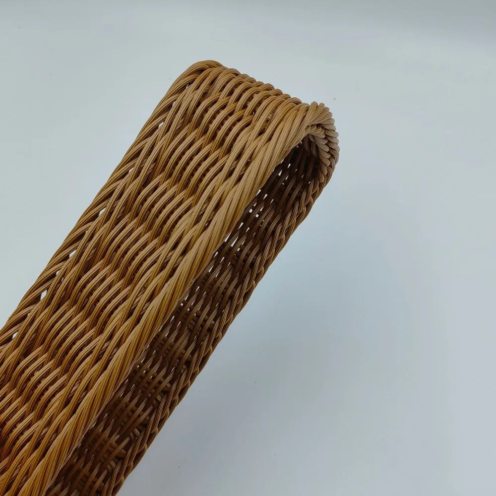 Imitation Rattan Storage Basket Faux Wicker Tray Plastic Picnic Basket Bread Food Plate Fruit Box Desk Decoration