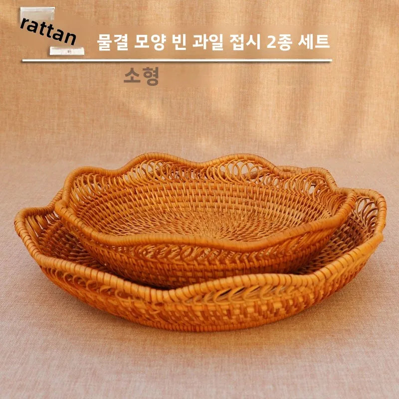 Handwoven Basket Fruit Tray Living Room Decorative Storage Box Handmade Wier Basket Tropical Fruit Serving Di