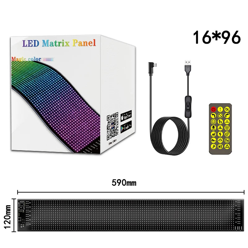 Flexible LED Matrix Pixel Panel Car Eyes and Truck Eyes Flexible USB 5V Led Display Screen Text Animation Bluetooth App Control