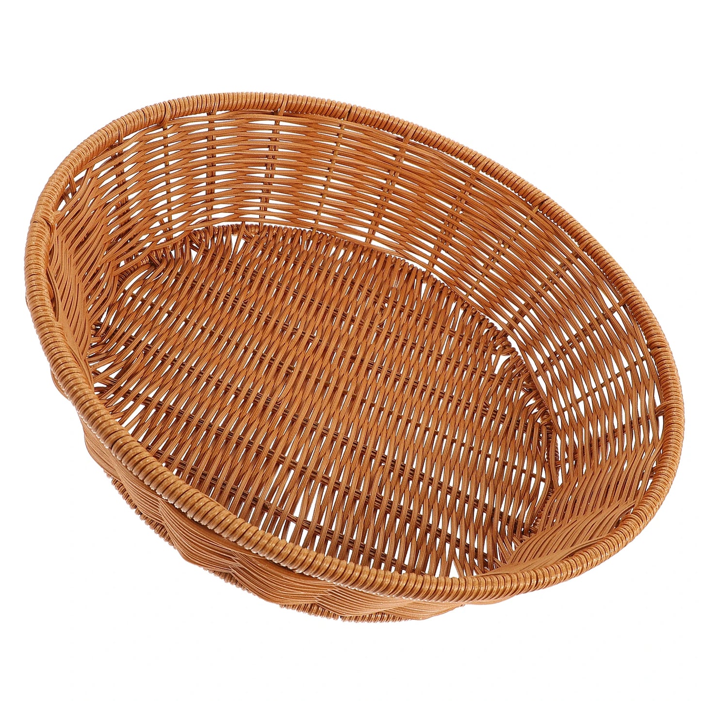 Cesta de pão para lanche, bandeja redonda de vime, ferro, armazenamento de cozinha, banheiro, suporte de frutas, recipiente grande para servir
