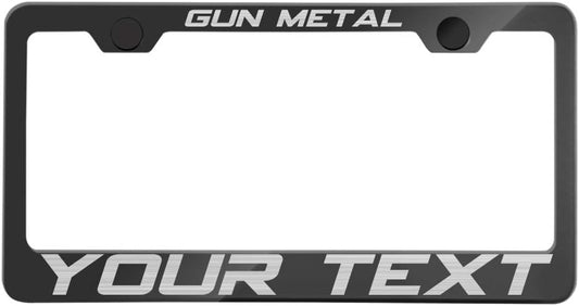 Laser Engraving Customized Electroplating Gun Metal Stainless Steel License Plate Frame w/Screw Caps & Hardwares (Upgraded/No Peeling)