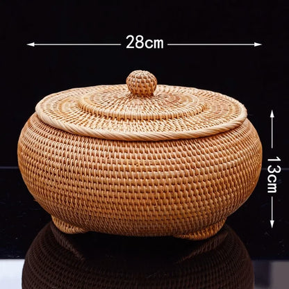 Handwoven Basket Fruit Tray Living Room Decorative Storage Box Handmade Wier Basket Tropical Fruit Serving Di