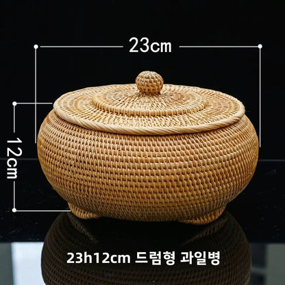 Handwoven Basket Fruit Tray Living Room Decorative Storage Box Handmade Wier Basket Tropical Fruit Serving Di