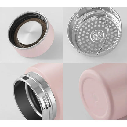 300ml Stainless Steel Thermos Flask Leak-Proof Vacuum Insulated Bottle Portable Thermal Water Bottle Coffee Tea Cup for Office