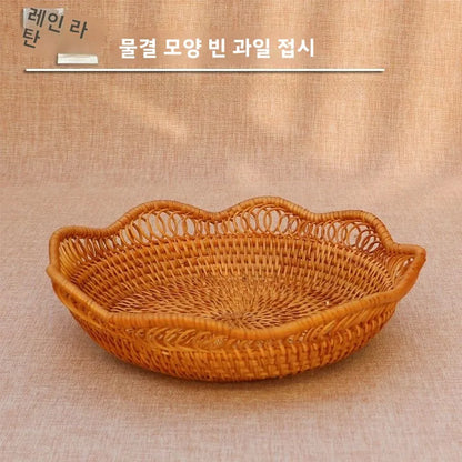 Handwoven Basket Fruit Tray Living Room Decorative Storage Box Handmade Wier Basket Tropical Fruit Serving Di
