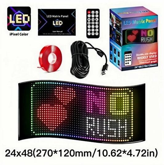 24*48 com a tela de controle de aplicativo LED tela flexível fileira dupla padrão de texto combinação gratuita publicidade de carro