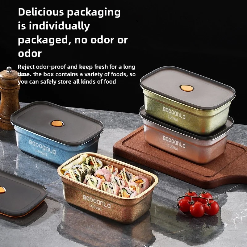 Pure titanium household fresh-keeping box outdoor picnic sealed box lunch box with lid fruit lunch box refrigerator antibacteria